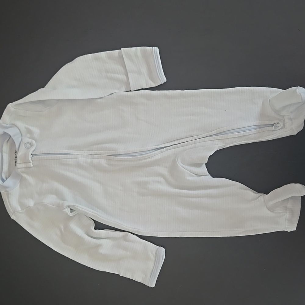 Carter's Light Gray Baby Onesie with Cross Zipper / Snap